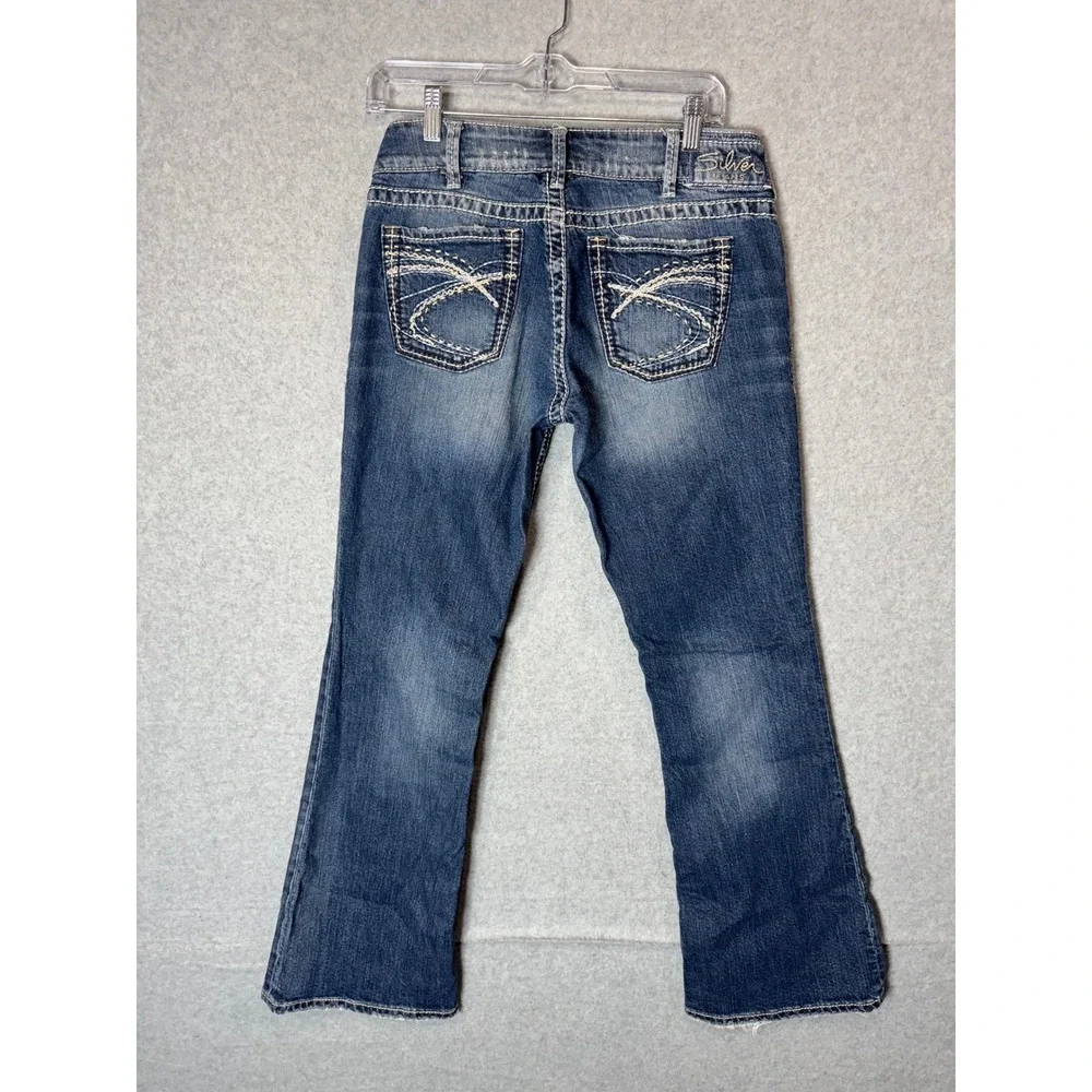 Silver Jeans Suki Womens 30 Bootcut Jeans Dark Wash Denim‎ White Stitching